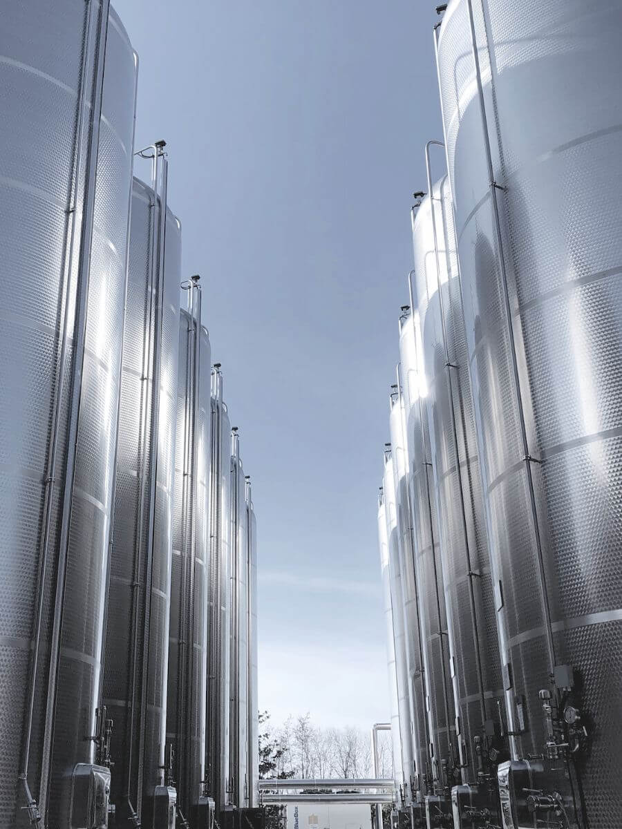 large modern wine vats